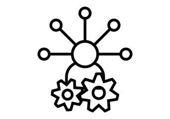 Icono negro de perfil usuario con engranajes representando el desarrollo de ideas