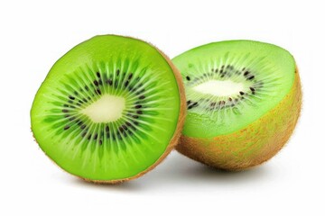 Fototapeta premium Fresh Cut Kiwi Fruit on White Background