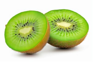 Sliced Kiwi Fruit on White Background