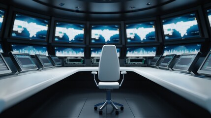 Fototapeta premium High-tech control room of a vessel, filled with advanced electronic equipment, representing the foundation of contemporary maritime engineering