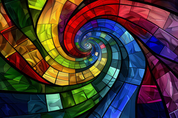 Fototapeta premium A colorful spiral with many different colored squares