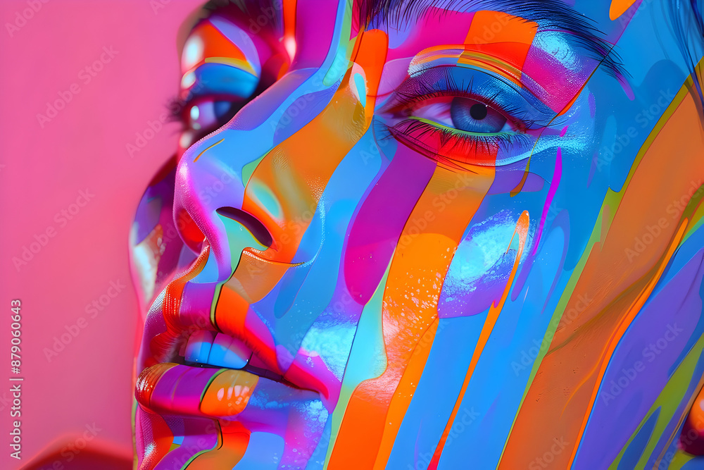 Wall mural Colorful Abstract Illustration of a Woman's Face