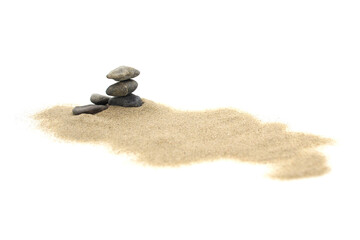 Pile desert sand dune and stone isolated on white background, high potential, side view © SM_studio9