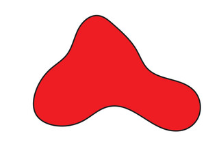 Abstract long blob shape hand drawn. long red abstract blob for title text, Isolated on a white background. 