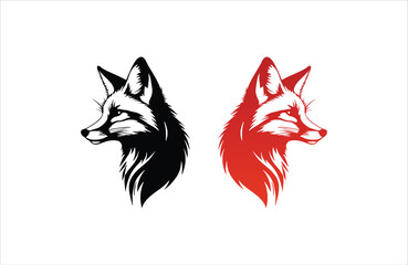Obraz premium Red fox silhouette art vector illustration