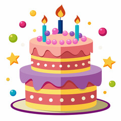 Birthday cake  vector illustration, cake birthday cake with candles,  vector art, birthday cake Line art, cake silhouette