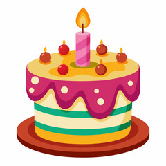 Birthday cake  vector illustration, cake birthday cake with candles,  vector art, birthday cake Line art, cake silhouette