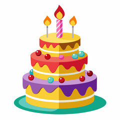 Birthday cake  vector illustration, cake birthday cake with candles,  vector art, birthday cake Line art, cake silhouette