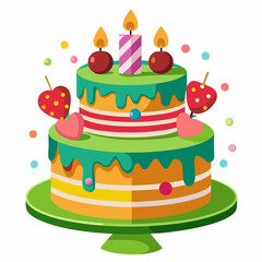 Birthday cake  vector illustration, cake birthday cake with candles,  vector art, birthday cake Line art, cake silhouette