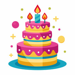 Birthday cake  vector illustration, cake birthday cake with candles,  vector art, birthday cake Line art, cake silhouette