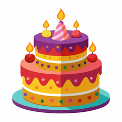 Birthday cake  vector illustration, cake birthday cake with candles,  vector art, birthday cake Line art, cake silhouette