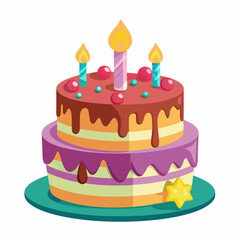 Birthday cake  vector illustration, cake birthday cake with candles,  vector art, birthday cake Line art, cake silhouette