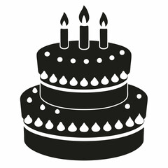 Birthday cake  vector illustration, cake birthday cake with candles,  vector art, birthday cake Line art, cake silhouette