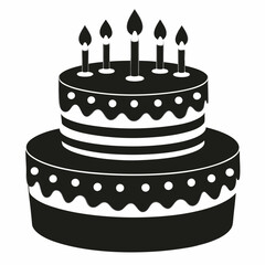 Birthday cake  vector illustration, cake birthday cake with candles,  vector art, birthday cake Line art, cake silhouette