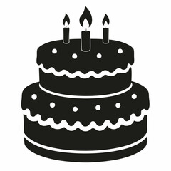 Birthday cake  vector illustration, cake birthday cake with candles,  vector art, birthday cake Line art, cake silhouette