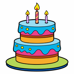 Birthday cake  vector illustration, cake birthday cake with candles,  vector art, birthday cake Line art, cake silhouette