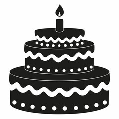 Birthday cake  vector illustration, cake birthday cake with candles,  vector art, birthday cake Line art, cake silhouette