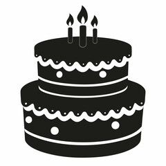 Birthday cake  vector illustration, cake birthday cake with candles,  vector art, birthday cake Line art, cake silhouette