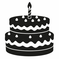 Birthday cake  vector illustration, cake birthday cake with candles,  vector art, birthday cake Line art, cake silhouette