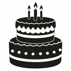 Birthday cake  vector illustration, cake birthday cake with candles,  vector art, birthday cake Line art, cake silhouette