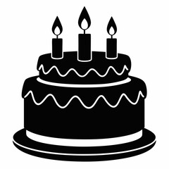 Birthday cake  vector illustration, cake birthday cake with candles,  vector art, birthday cake Line art, cake silhouette