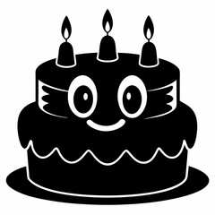 Birthday cake  vector illustration, cake birthday cake with candles,  vector art, birthday cake Line art, cake silhouette