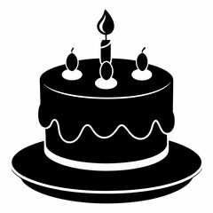 Birthday cake  vector illustration, cake birthday cake with candles,  vector art, birthday cake Line art, cake silhouette
