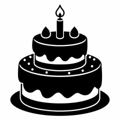 Birthday cake  vector illustration, cake birthday cake with candles,  vector art, birthday cake Line art, cake silhouette