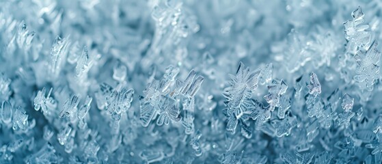 Obraz premium Panoramic close-up, high detail scan of frost-covered icicles texture, Generative AI