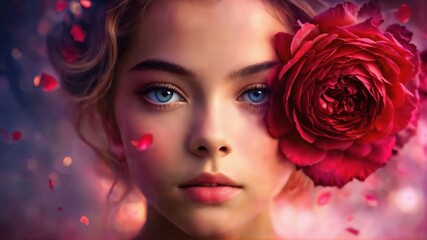 generative ai, woman with red rose