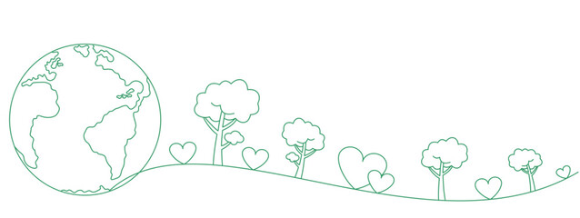 Vector design of earth, tree and love for earth day