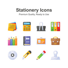 Grab this amazing stationery icons set in modern style