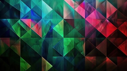 Obraz premium A stunning abstract background featuring geometric patterns in emerald green, sapphire blue, ruby red, and amethyst purple