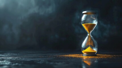 hourglass with golden sand pouring inside, eternal time, infinity, business time.