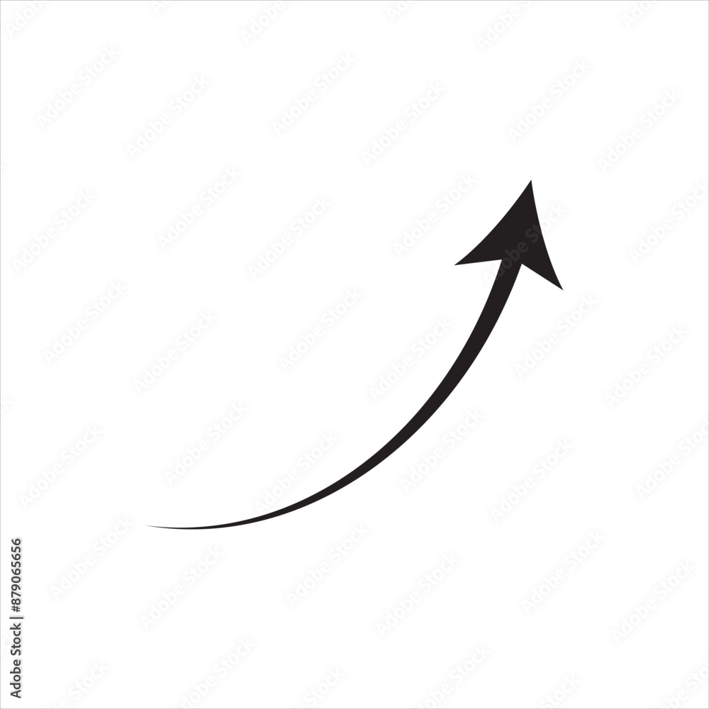 Poster Curve arrow icon vector . black curve arrow icon pointing up. direction pointing arrow icon vector.