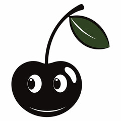 Red apple vector illustration, red apple with cherry,  cherry vector art, red apple with cherry silhouette
