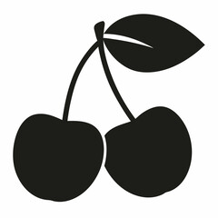 Red apple vector illustration, red apple with cherry,  cherry vector art, red apple with cherry silhouette
