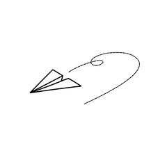 Hand drawn paper airplane. Isolated. Outline. Hand drawn doodle airplane. Black linear paper plane icon.vector illustration