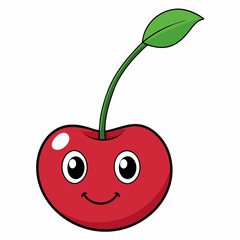 Red apple vector illustration, red apple with cherry,  cherry vector art, red apple with cherry silhouette
