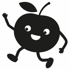 Obraz premium Red apple vector illustration, red apple with cherry, cherry vector art, red apple with cherry silhouette 