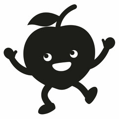 Red apple vector illustration, red apple with cherry,  cherry vector art, red apple with cherry silhouette
