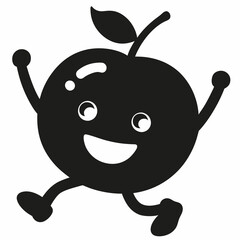 Red apple vector illustration, red apple with cherry,  cherry vector art, red apple with cherry silhouette