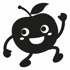 Red apple vector illustration, red apple with cherry,  cherry vector art, red apple with cherry silhouette