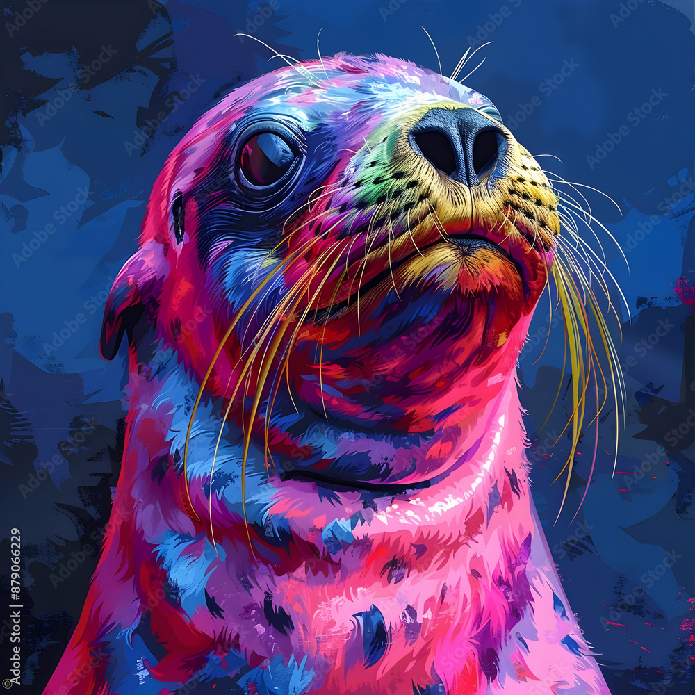 Canvas Prints Colorful Seal Illustration