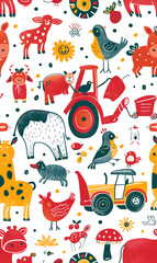 cartoon 2d illustrator doodle pattern, cute pattern in graphic seamless pattern
