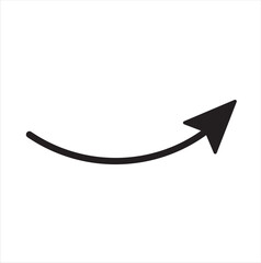 Curve arrow icon vector . Black long up arrow icon vector . arrow pointing upward.