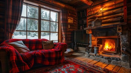 Cozy Cabin with Fireplace and Winter View
