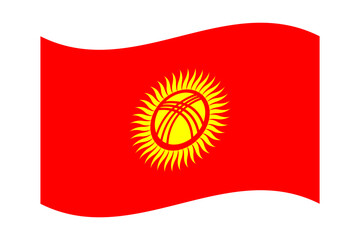Vector illustration of wavy Kyrgyzstan flag on transparent background