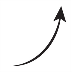Curve arrow icon vector . black curve arrow icon pointing up. direction pointing arrow icon vector.