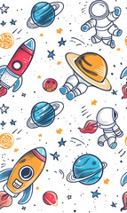 cartoon 2d illustrator doodle pattern, cute pattern in graphic seamless pattern